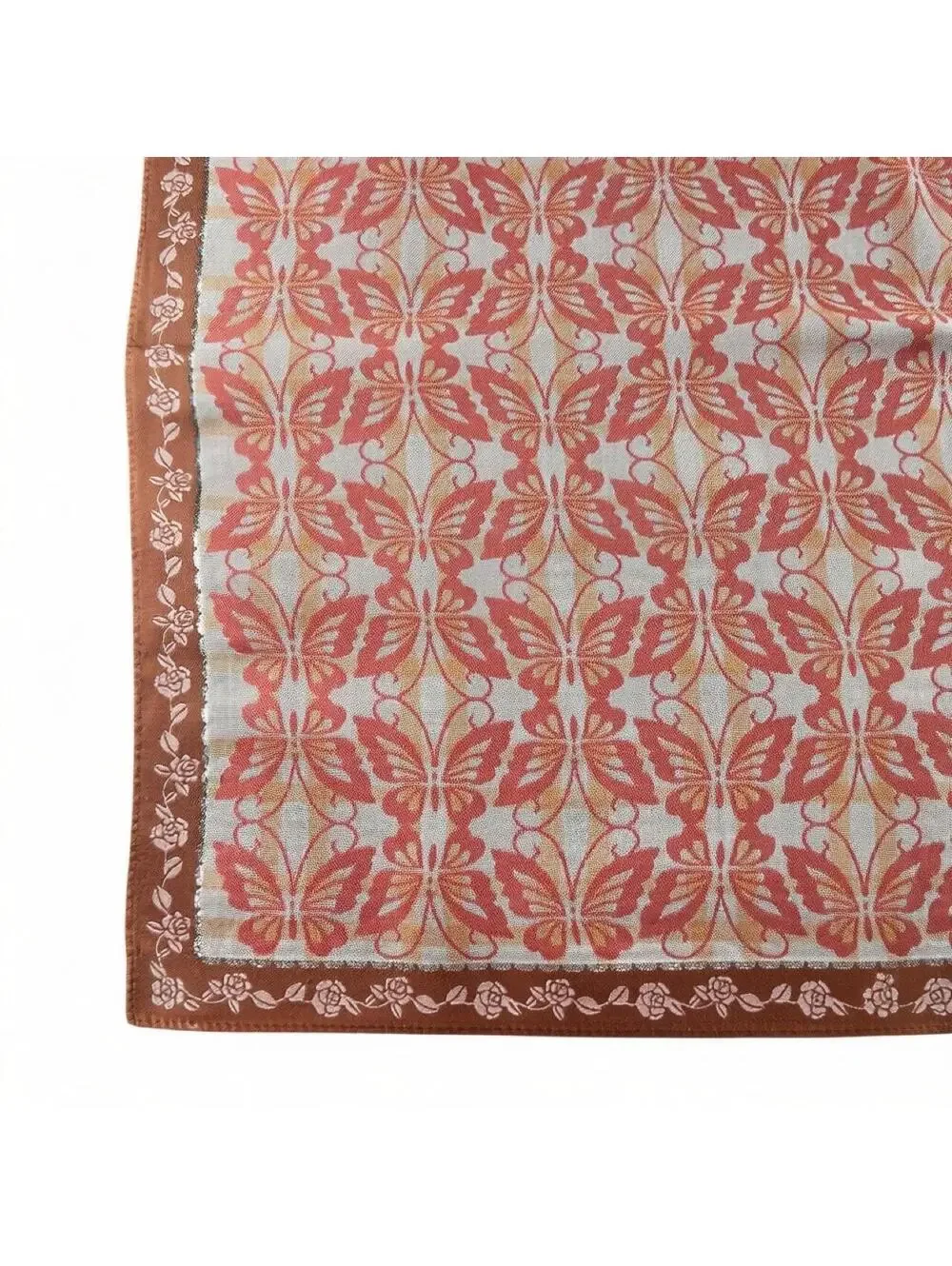 Vintage Anna Sui Pink Butterfly Floral Print Handkerchief Scarf
